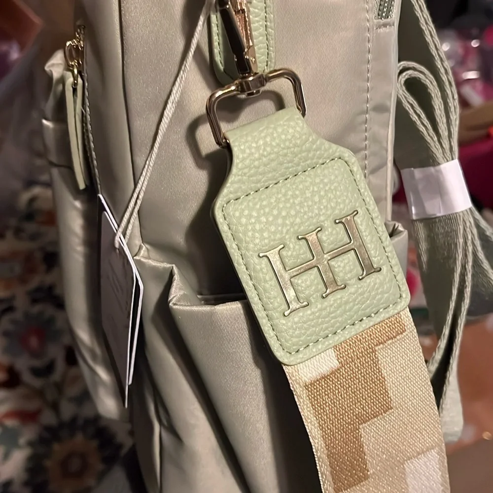 Haute Hippie Green On the Go Backpack Viral Decorative Beige Strap NWT